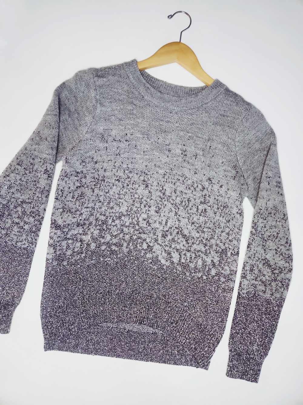 H&M Abstract Knit Sweater Gray Black Size XS Like New